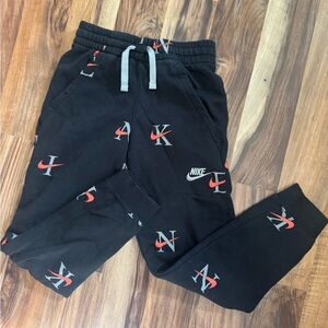 Nike Black Joggers with Red & Gray Logo Print